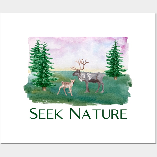 Hiking Gift Hiker Design Seek Nature Deer Elk AT shirt Wall Art by InnerMagic